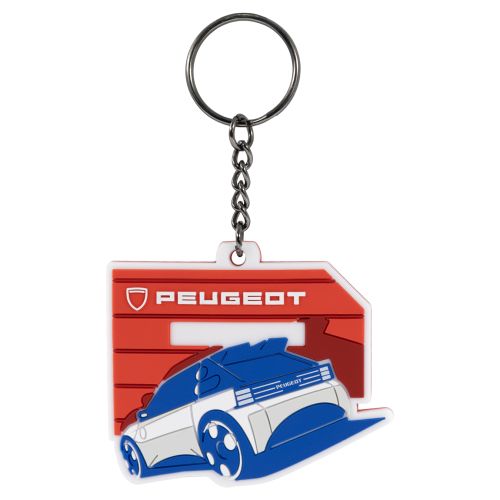 PEUGEOT POLYGON BLUE AND RED KEYRING